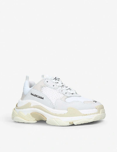 Shop Balenciaga Triple S Leather And Mesh Trainers In White/oth