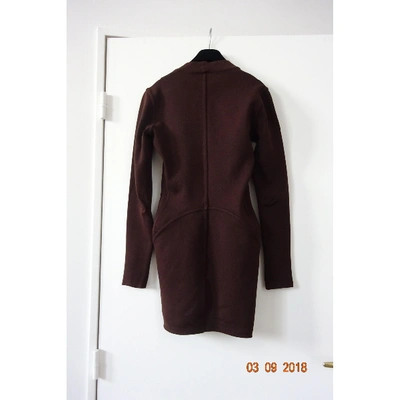 Pre-owned Alaïa Wool Mini Dress In Brown