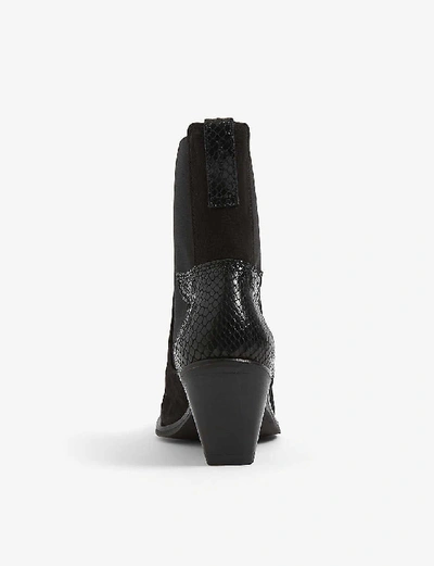 Shop Allsaints Sara Croc-embossed Heel Leather Boots