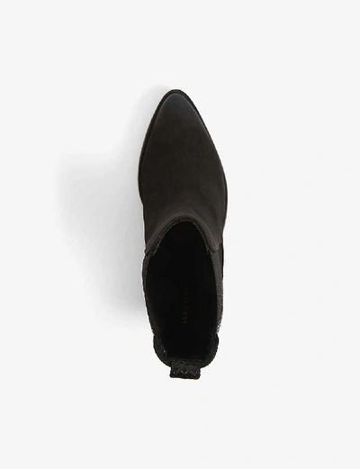 Shop Allsaints Sara Croc-embossed Heel Leather Boots