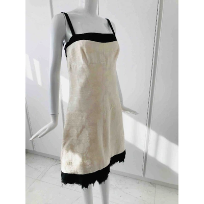 Pre-owned Balenciaga Linen Mid-length Dress In Beige