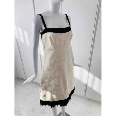 Pre-owned Balenciaga Linen Mid-length Dress In Beige
