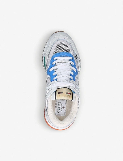 Shop Gucci Ultrapace Colour-blocked Leather And Mesh Trainers In White