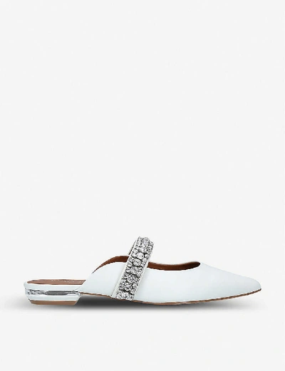 Shop Kurt Geiger Womens White Princely Embellished-strap Leather Mules 36