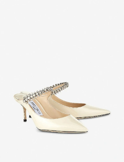 Shop Jimmy Choo Womens Linen Bing 65 Crystal-embellished Patent-leather Heeled Mules