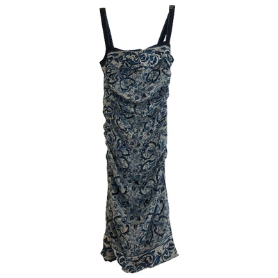 Pre-owned Dolce & Gabbana Blue Silk Dress