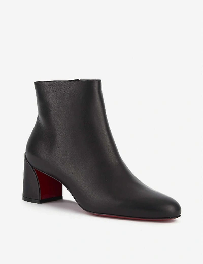 Christian Louboutin Turela Leather Side-zip Red Sole Booties In Black