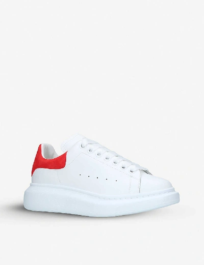 Shop Alexander Mcqueen Women's Show Platform Leather Trainers In White/comb