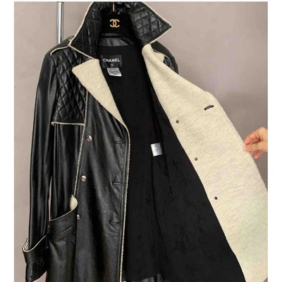 Pre-owned Chanel Black Leather Coat