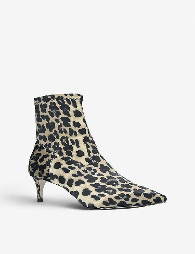 Shop Kg Kurt Geiger Shakira Leopard Print Satin Ankle Boots In Tan Comb
