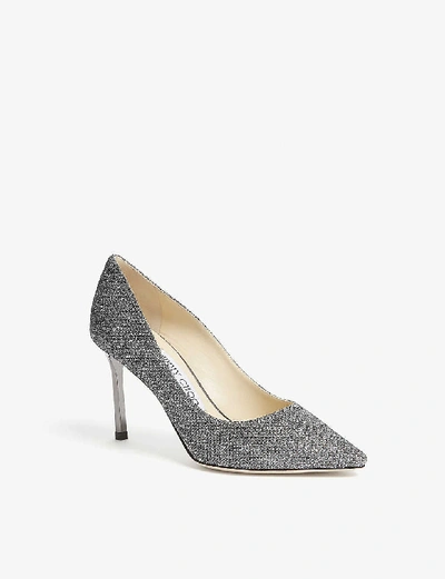 Shop Jimmy Choo Womens Anthracite Romy 85 Anthracite Lamé Glitter Heeled Pumps 1