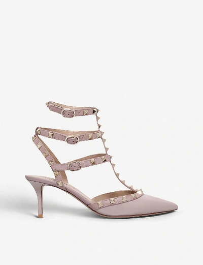 Shop Valentino Garavani Women's Nude So Noir Patent-leather Heeled Sandals In Nude (nude)