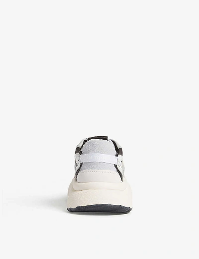 Shop Maje Faster Leather And Suede Trainers In Grey