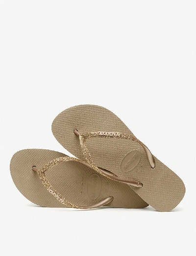 Shop Havaianas Slim Flatform Glitter Rubber Flip-flops In Rose Gold