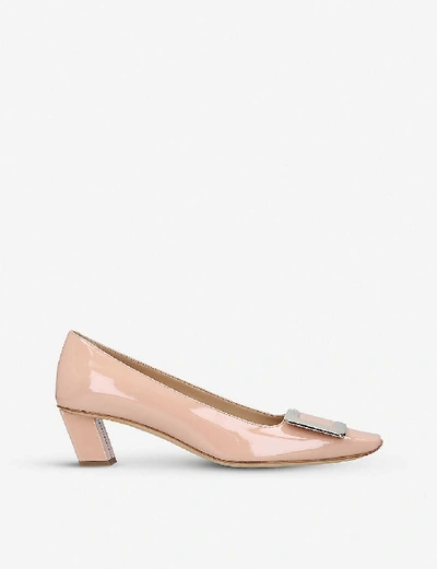 Shop Roger Vivier Belle Vivier Patent Leather Courts In Nude