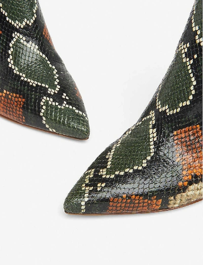 Shop Lk Bennett Tamara Snakeskin-embossed Leather Ankle Boots In Mul-orange/green