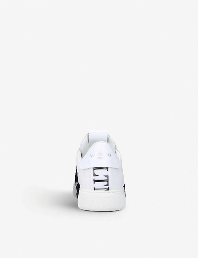Shop Valentino Vl7n Logo-embellished Leather Trainers In White/blk
