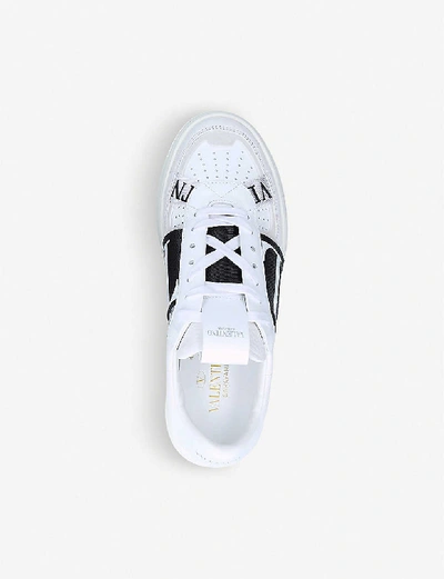 Shop Valentino Vl7n Logo-embellished Leather Trainers In White/blk