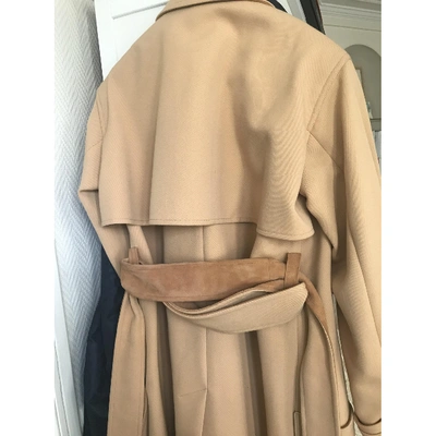 Pre-owned Celine Wool Trench Coat In Camel