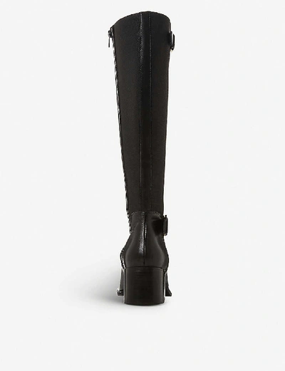 Shop Dune Womens Black-leather Tildaa Block Heel Leather Riding Boots 3