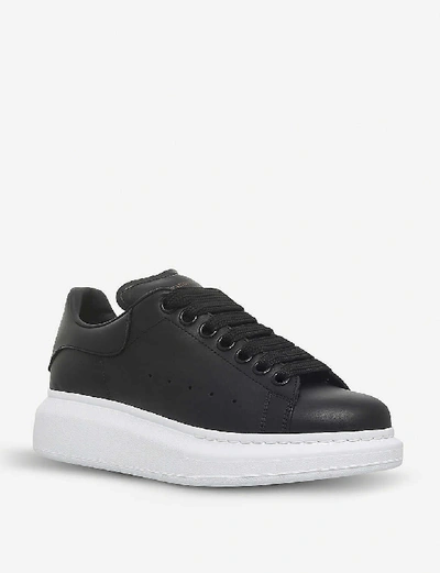 Shop Alexander Mcqueen Women's Runway Leather Platform Trainers In Black