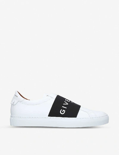 Shop Givenchy Womens White/blk Knot Elastic Leather Trainers 6