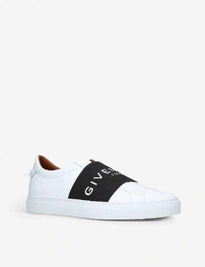 Shop Givenchy Womens White/blk Knot Elastic Leather Trainers 6