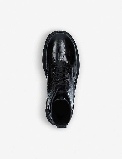 Shop Balenciaga Strike Croc-embossed Leather Platform Ankle Boots In Black