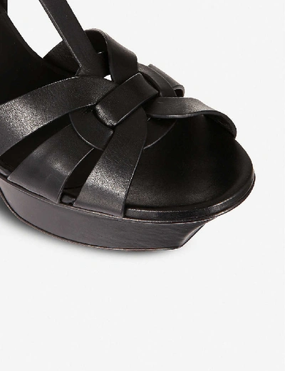 Shop Saint Laurent Womens Black Tribute 75 Leather Heeled Sandals 3.5
