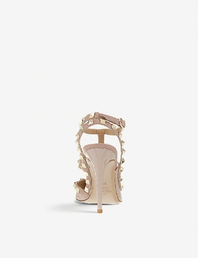 Shop Valentino Womens So Noir Rockstud Patent-leather Heeled Sandals Nud In Nude (nude)