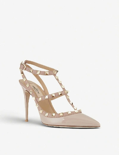 Shop Valentino Garavani Womens Nude (nude) So Noir Rockstud Patent-leather Heeled Sandals