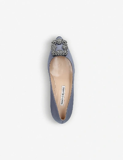 Shop Manolo Blahnik Women's Grey/dark Hangisi 50 Swarovski Crystal-embellished Satin Courts