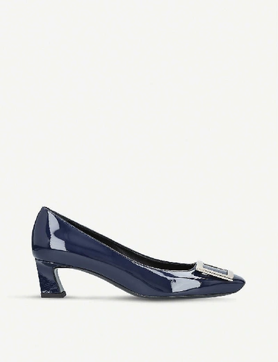 Shop Roger Vivier Trompette Patent Leather Courts In Navy
