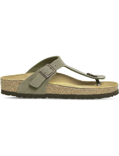 Shop Birkenstock Faux-leather Thong Sandals In Stone