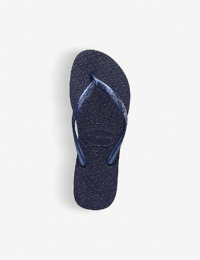 Havaianas Slim Glitter-strap Rubber Flip-flops In Slim Navy Blue