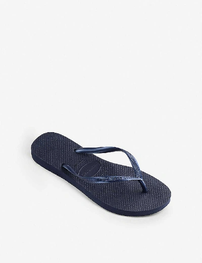 Havaianas Slim Glitter-strap Rubber Flip-flops In Slim Navy Blue