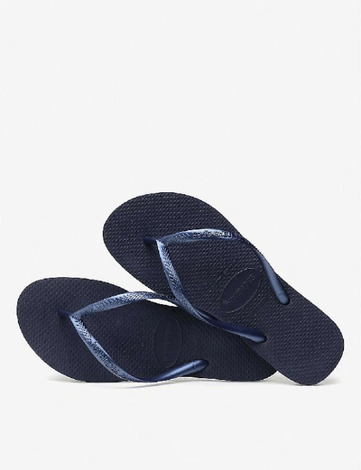Havaianas Slim Glitter-strap Rubber Flip-flops In Slim Navy Blue