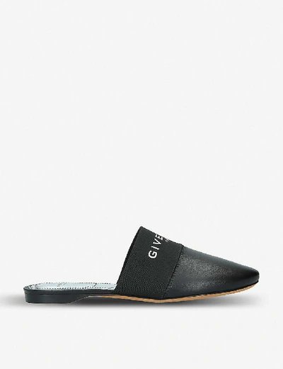 Shop Givenchy Women's Black Bedford Logo-print Leather Backless Mules