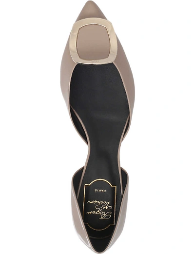 Shop Roger Vivier Dorsay Patent-leather Flats In Taupe