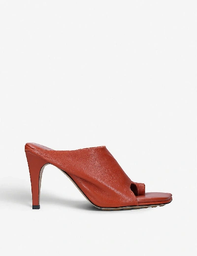 Shop Bottega Veneta Open-toe Leather Heeled Mules