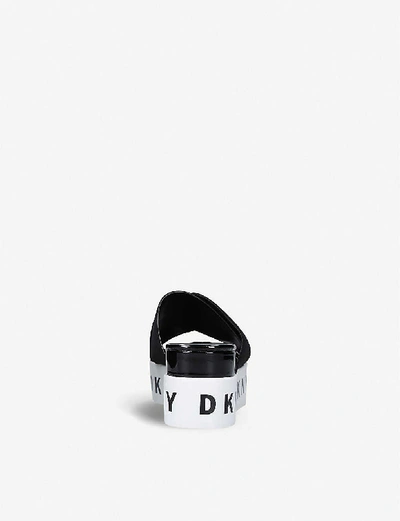 Shop Dkny Cristi Logo-print Cotton Sliders In Black