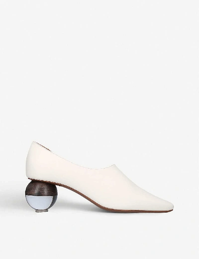 Shop Neous Orchis Leather Spherical-heeled Pumps In Cream