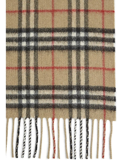 Shop Burberry Boys Beige Kids Checked Cashmere Scarf