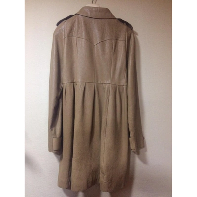 Pre-owned Burberry Leather Coat In Camel