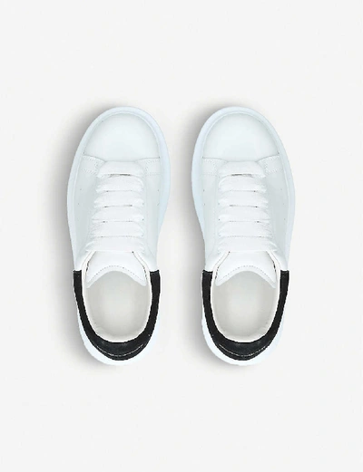 Shop Alexander Mcqueen Boys White/blk Kids Runway Leather Trainers 3-8 Years