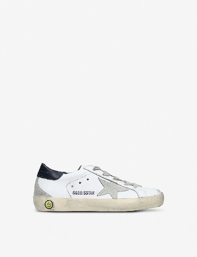 Shop Golden Goose Boys White Kids Superstar Distressed Leather Trainers 6-9 Years