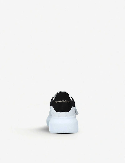 Shop Alexander Mcqueen Boys White/blk Kids Runway Leather Trainers 3-8 Years