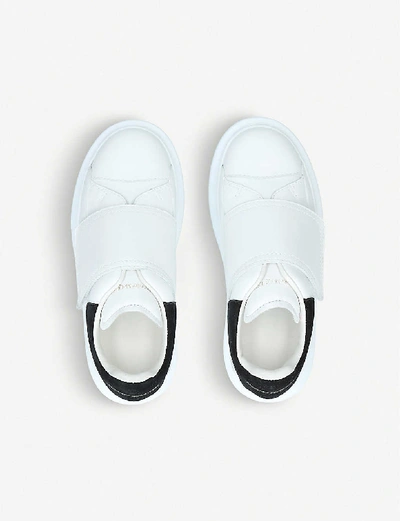 Shop Alexander Mcqueen Boys White/blk Kids Runway Leather Trainers 3-8 Years