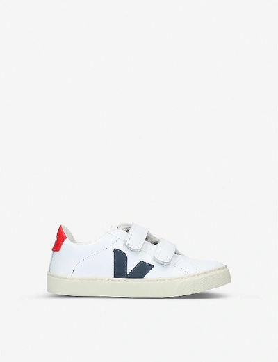 Veja Esplar Leather Trainers 6-9 Years In White/red