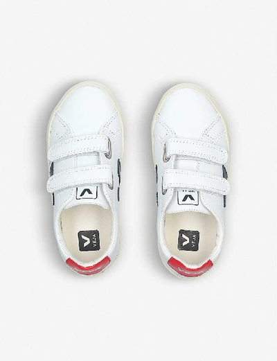 Shop Veja Girls White/red Kids Esplar Leather Trainers 6-9 Years